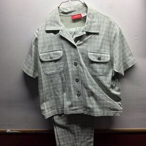 Liz Claiborne Green Plaid Straight Leg Pants & Jumpsuit Set